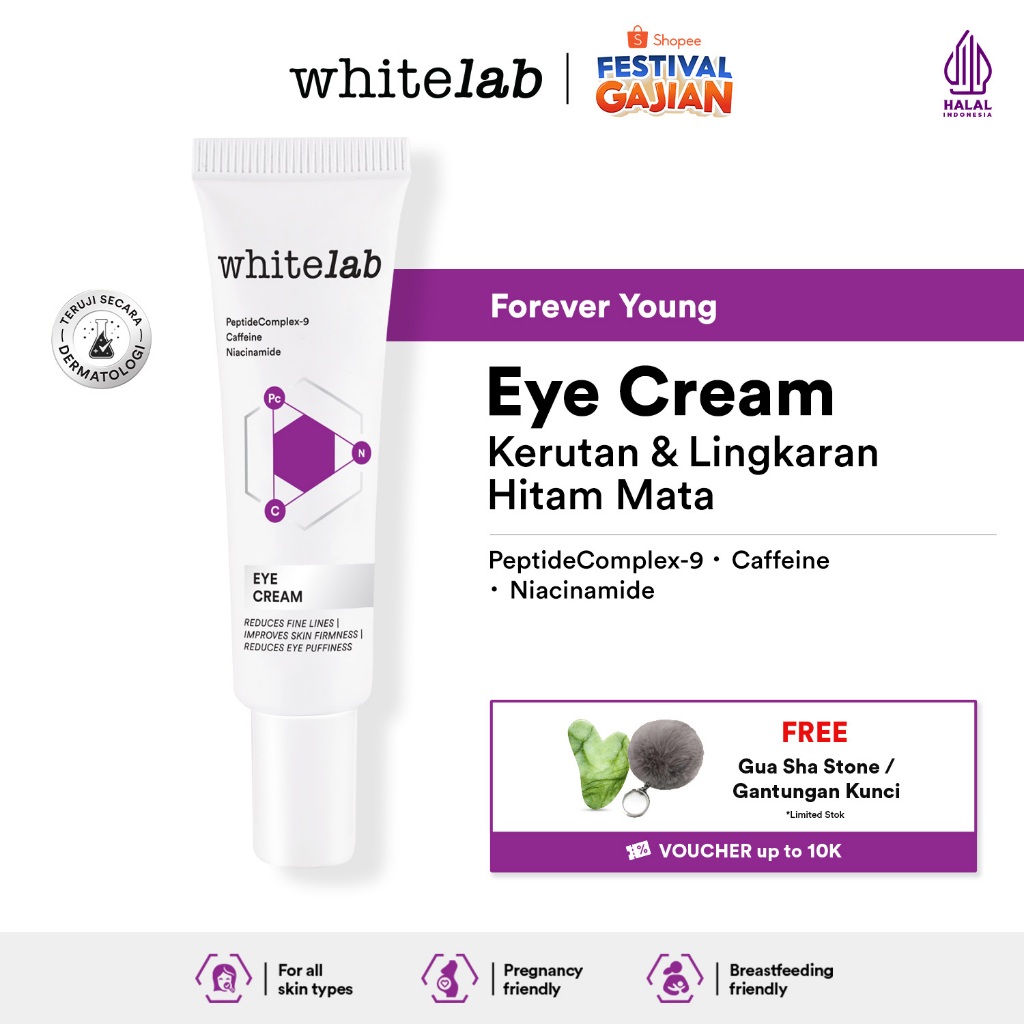 Whitelab Eye Cream - Krim Mata Atasi Kerutan, Garis Halus, Kantung Mata, dan Mata Panda dengan Pepti