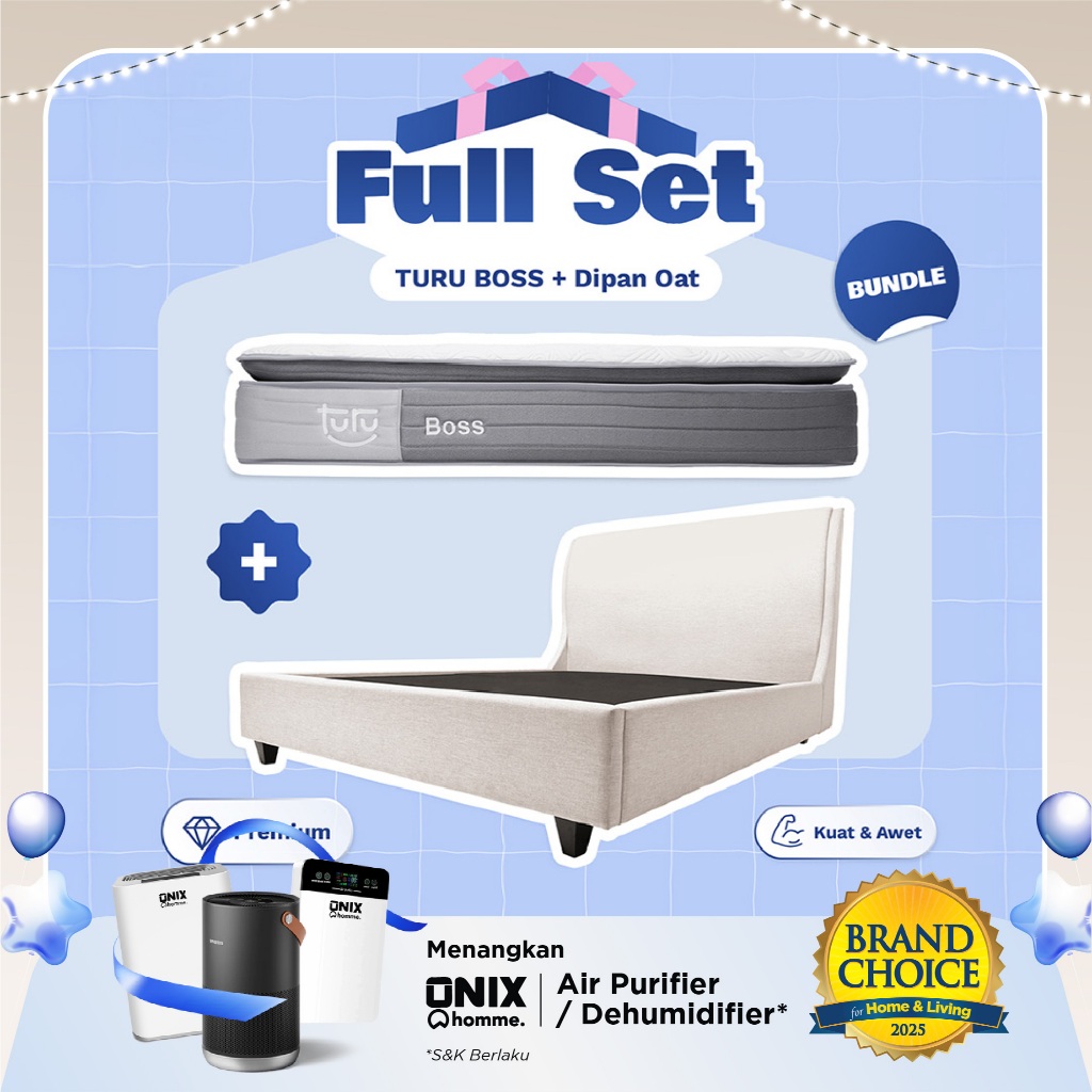 Set Bundle Pocket Spring Bed TURU BOSS + Dipan PEANUT / OAT TURU - FULL SET TERMURAH TERLARIS