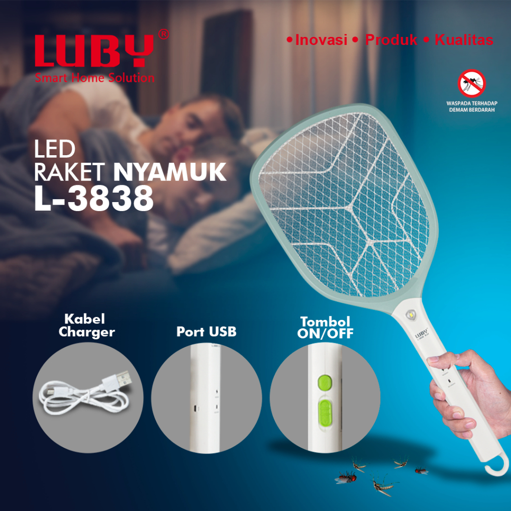 Luby L 3838 Raket Nyamuk Luby Jumbo + Senter Luby L 3838