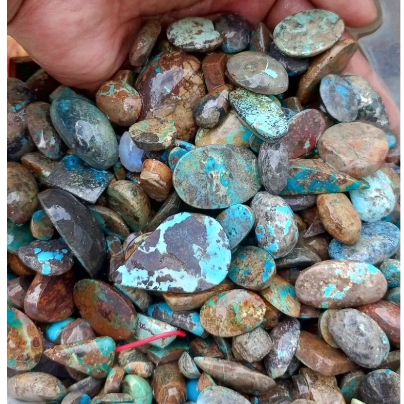 Batu Pirus Persia Asli - Hijau Polkas,Harga Paket 5pcs