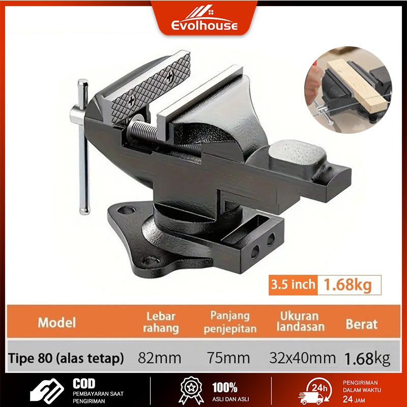 Ragum Besi Duduk 360° Swivel Catok Meja Baja Industri Berat Multifungsi Untuk Bengkel Pekerjaan Kayu