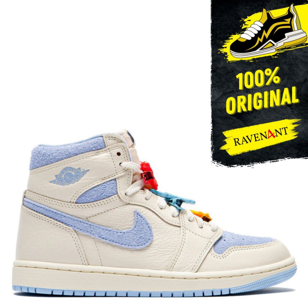NIKE Air Jordan 1 Retro High OG Pale Ivory Psychic Blue ORIGINAL - Sepatu Sneakers Wanita