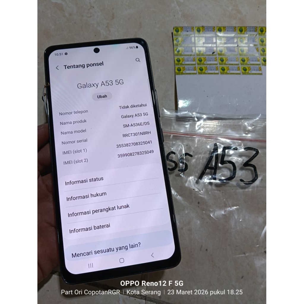 mesin only Samsung a53 5G sein 8 256 normal NOPOLA NOAKUN belum serpisan