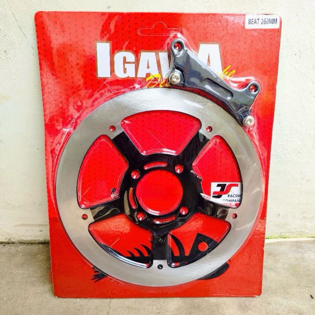 PIRINGAN CAKRAM BUTA DISC DEPAN LEBAR PLUS BREKET UK 260MM LUBANG 4 COPY PSM BEAT, SCOOPY, VARIO 110