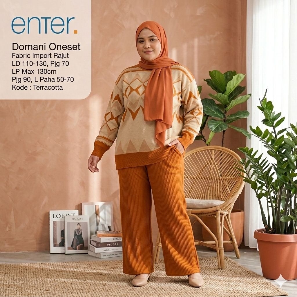SETELAN CELANA DOMANI SET LD 110-130 BAHAN RAJUT By ENTER SETELAN PAKAIAN WANITA
