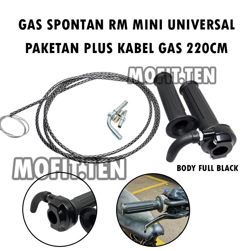 HANDLE GAS MOTOR SELONGSONG GAS KONTAN SLONSONG GAS SPONTAN BODY BLACK THAILAND + TALI KABEL GAS SER