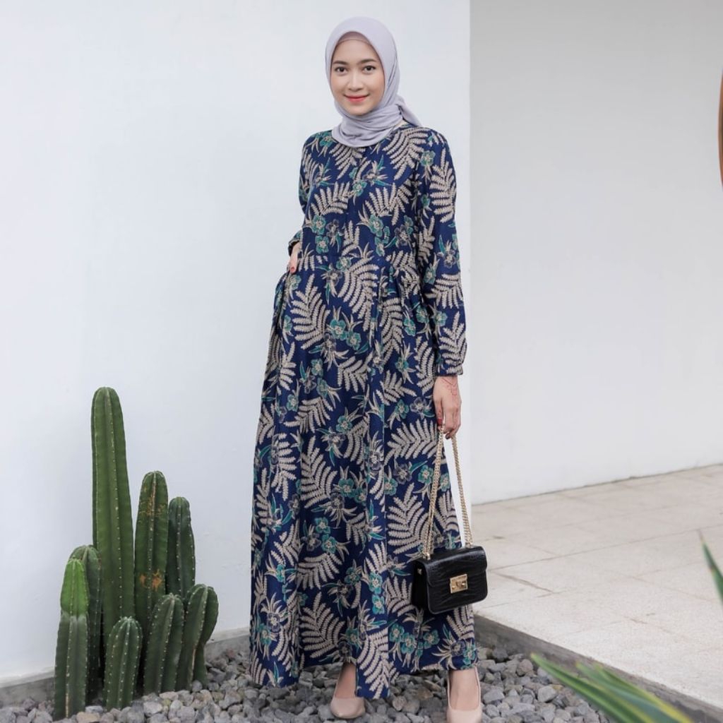 gamis motif bunga terkini
