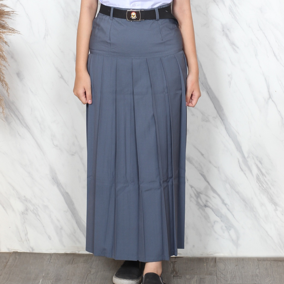 Seragam SMA Rok Panjang Rempel Bawah Pinggang Abu - Seragam Sekolah - Rok Rempel - Rok SMA BAPING