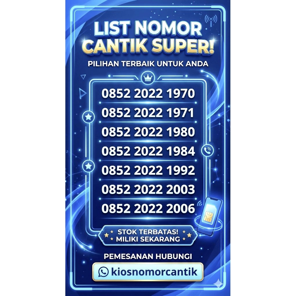 Nomor cantik seri tahun murah rapih dobel double tahun 2022 nomer cantik simpati telkomsel seri tahu