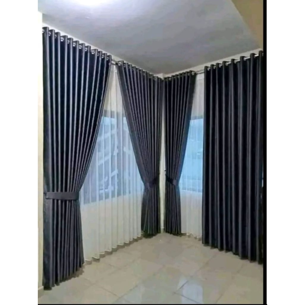 Terlaris Gorden Jendela blackout 12 Gelembung, bahan blackout import premium, warna Doft Abu tua, kr
