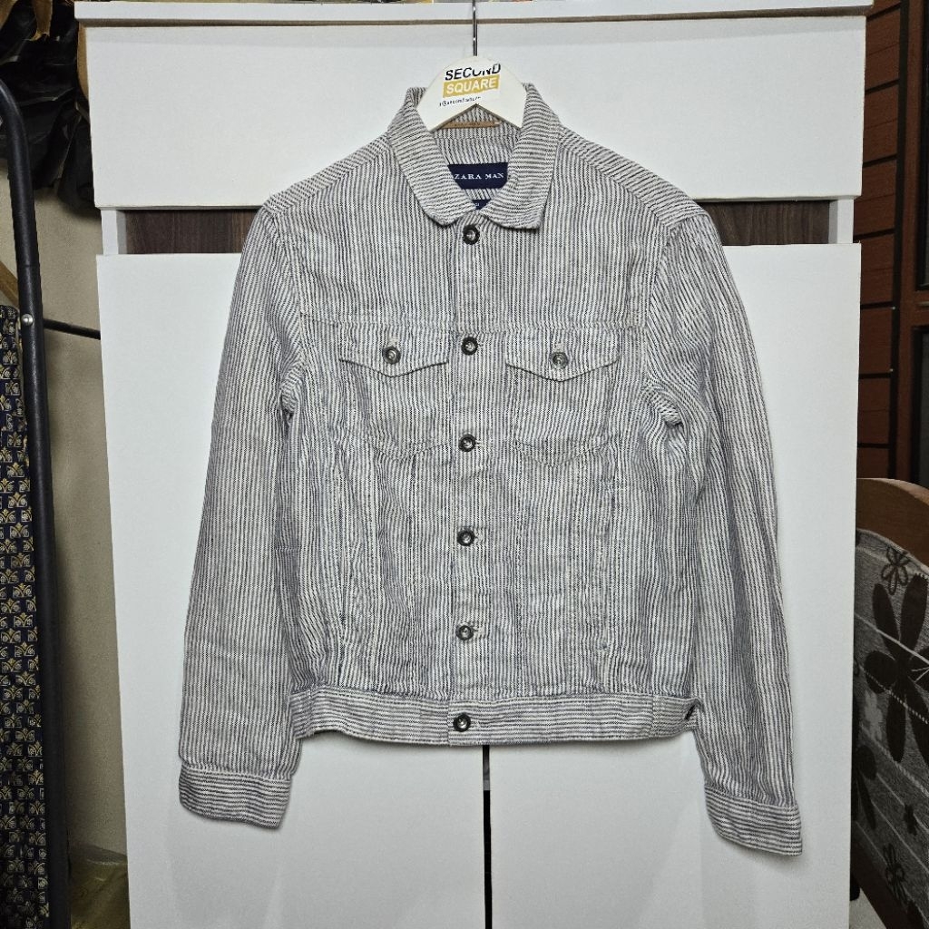 ​[WTS] Zara Man Hickory Stripe Trucker Jacket - Slim Fit/Crop Style