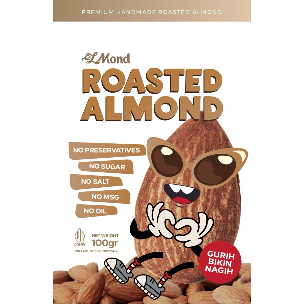 My_Genz Roasted Almond / Almond Panggang / Kacang Almond Panggang /Almond / Camilan Almond