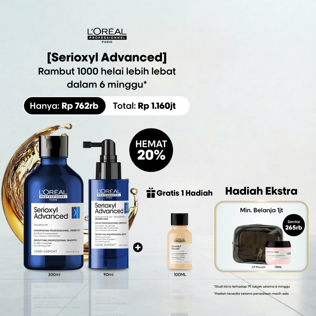 Serioxyl Advanced Duo Set - Hair Serum 90ml + Shampoo 300ml - Untuk Penumbuh Rambut Lebih Lebat by L