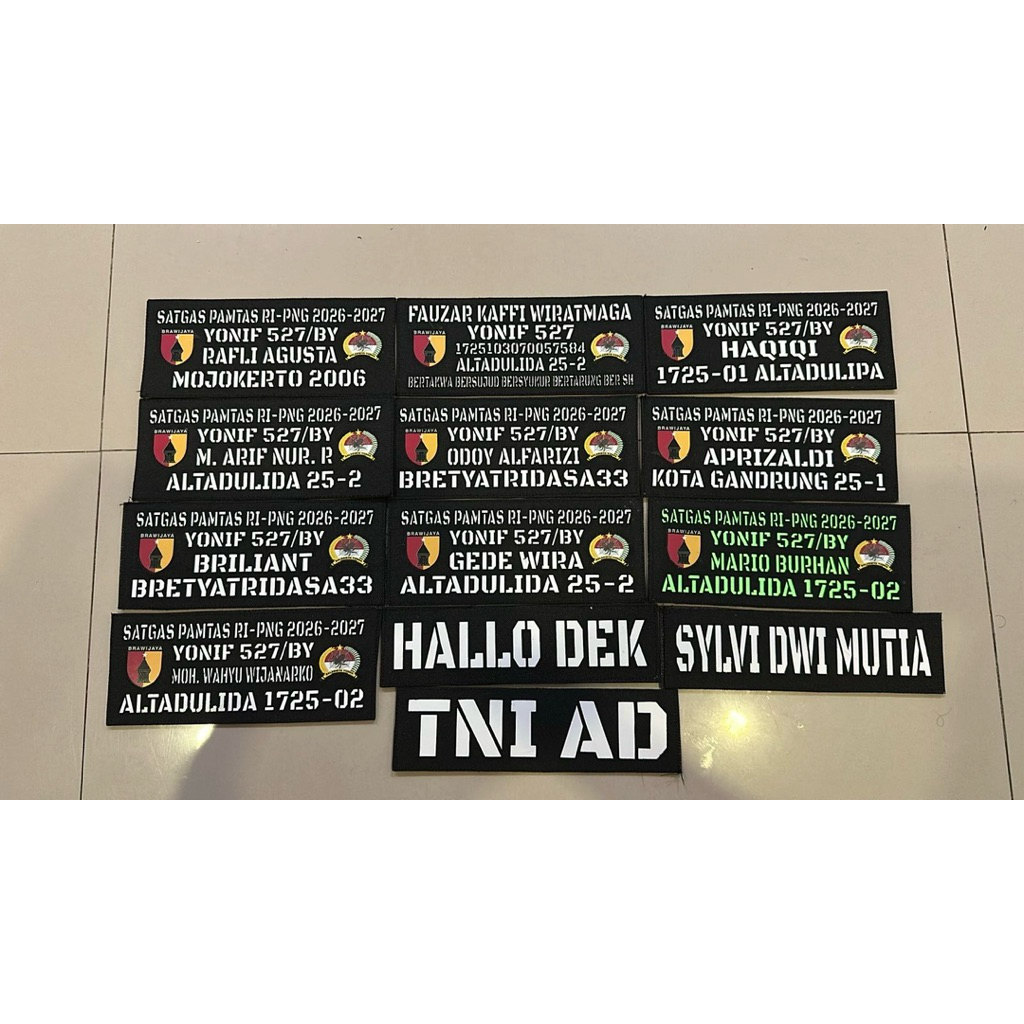 ATRIBUT PAPAN NAMA PATCH LASER ROMPI BODYVEST TNI