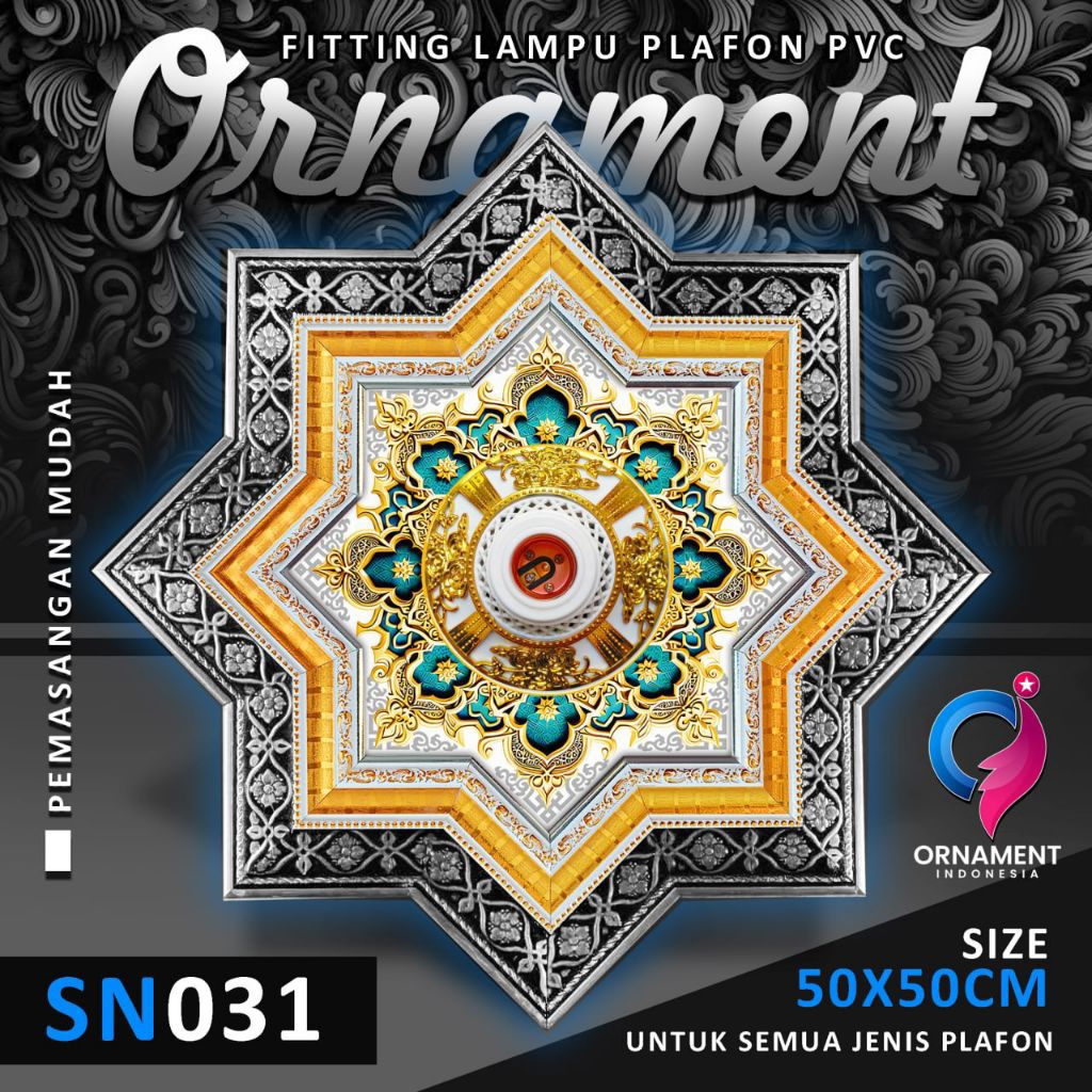 Ornamen lampu pvc 50x50cm exclusive doble figura ukir