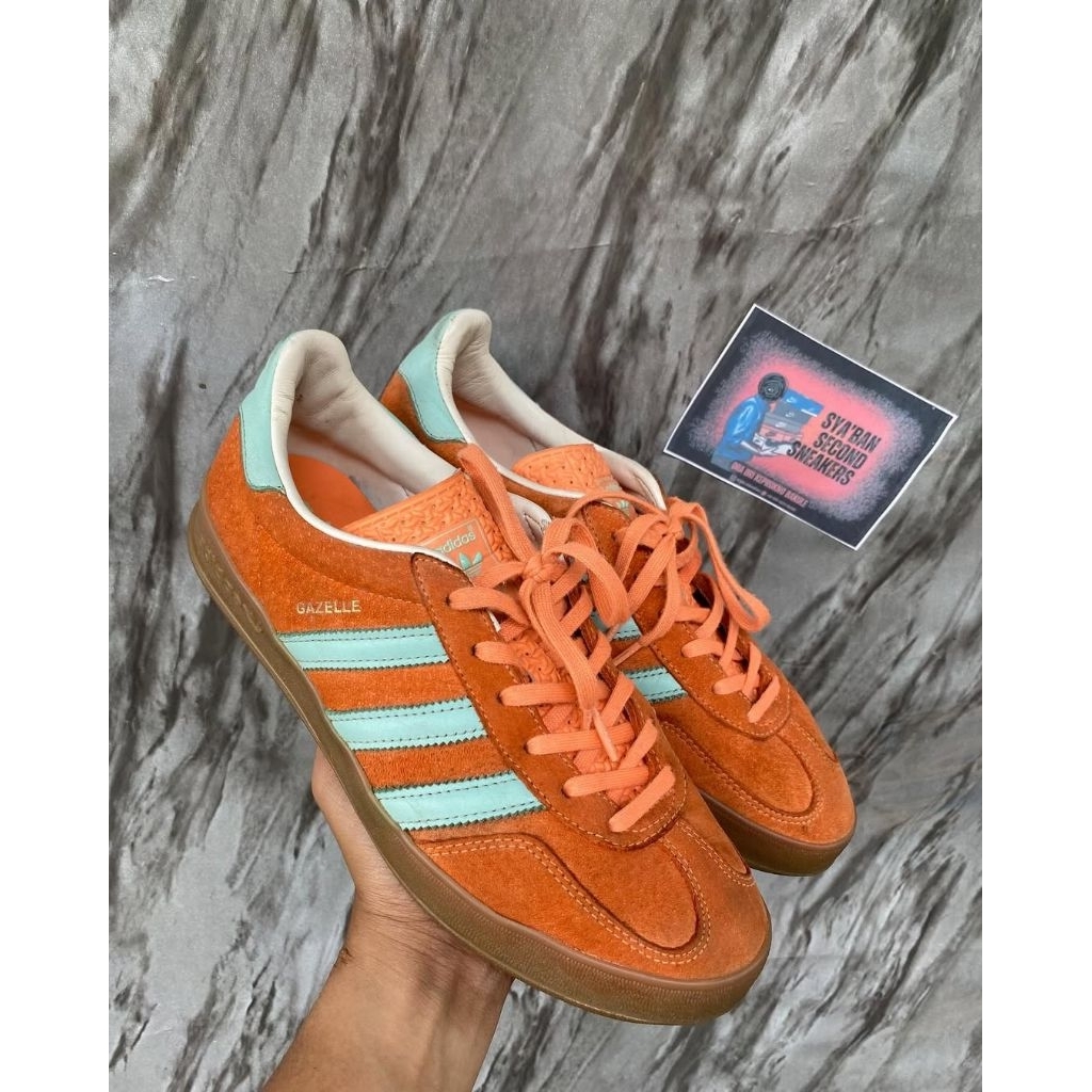 ADI DAS GAZELLE INDOOR ORANGE SIZE 41 SECOND ORIGINAL