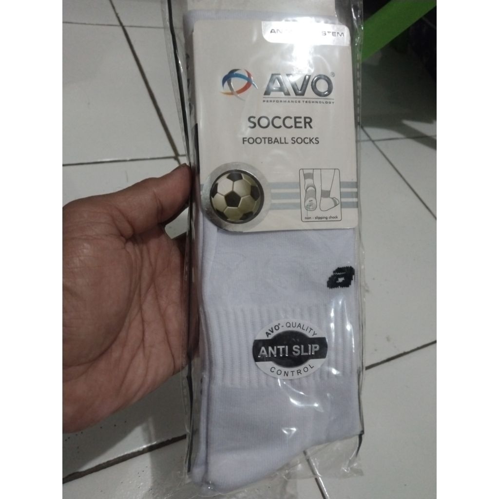 Kaos Kaki Bola AVO Anti Slip Putih Dewasa