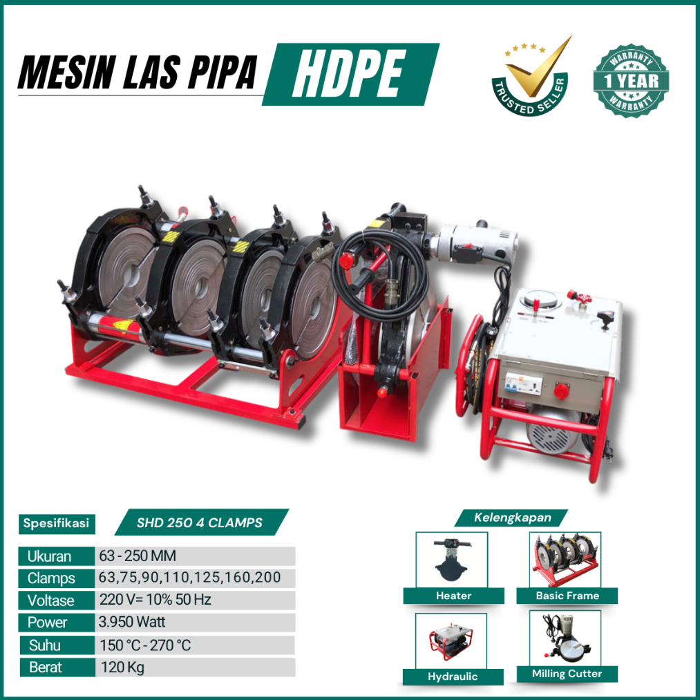Mesin Las Pipa Hdpe Hydraulic SHD 250 - Mesin Penyambung Pipa Hdpe 10 Inch