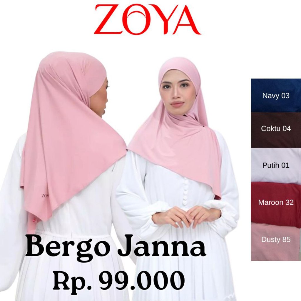 ZOYA HIJAB INSTAN BERGO JANNA - KERUDUNG INSTAN TANPA PET