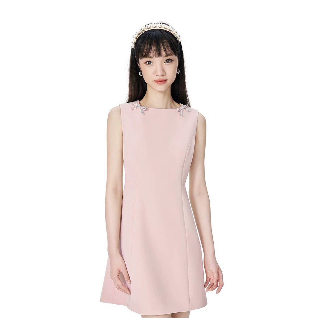 Mini Dress Wanita Pink Pastel Korean Style-Simplw Elegant, Slim Fit, Soft Girl, Dress Pesta & Hangho