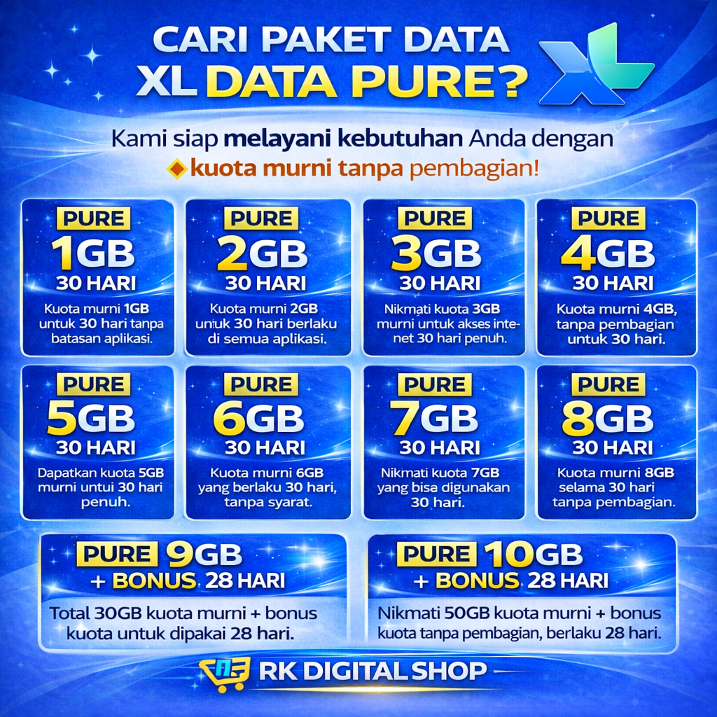 Promo Kuota Data XL Paket Data Pure Full Kuota Utama Murah