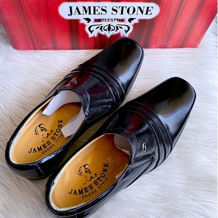 PSPGN.CO | original brand james stone black 850BK sepatu kulit pria loafer slip on 38