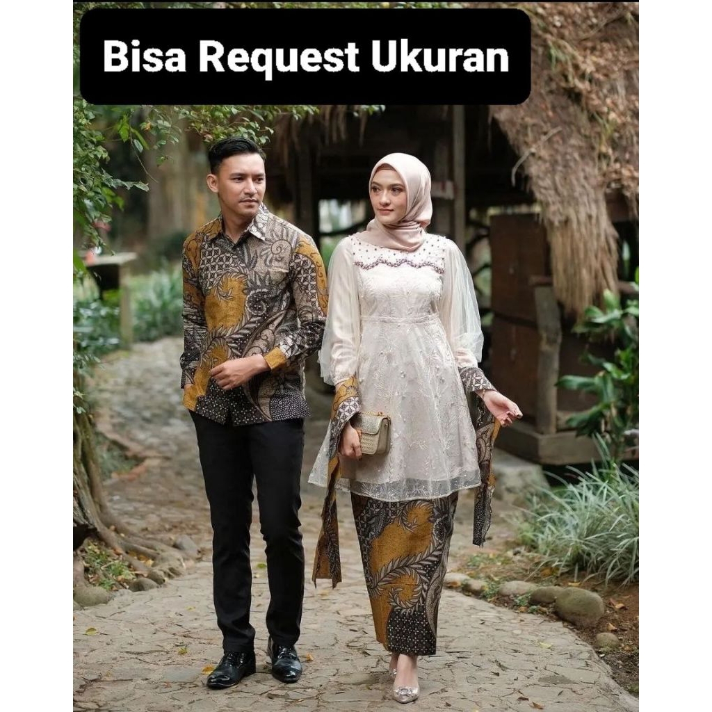 SET KEBAYA LUNA GOLD ORI COUPLE KEMEJA PREMIUM / CUSTOM ANAK & JUMBO / BAJU SETELAN SERAGAM BATIK PA