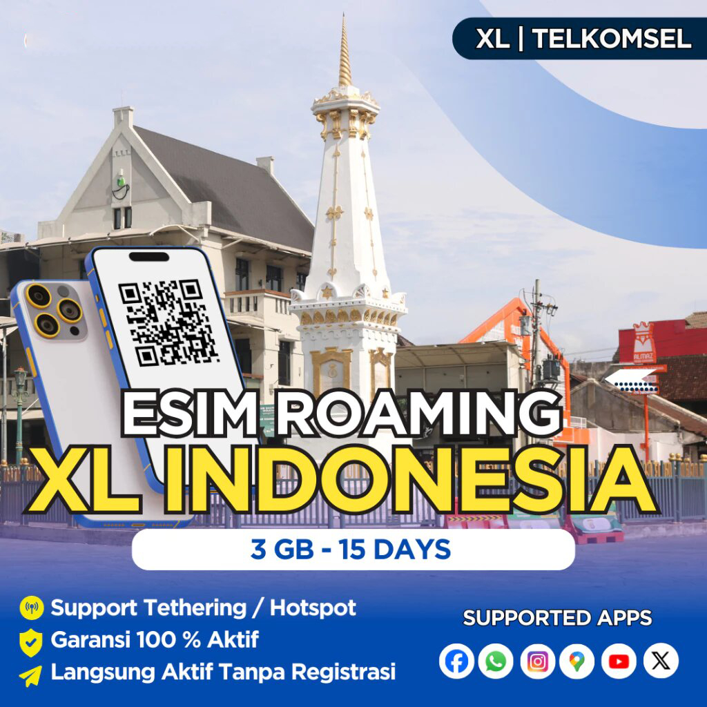 eSIM Roaming Telkomsel Indonesia Support TKTK 3GB/5GB/10GB/20GB 30 Hari | eSIM HP Blokir | eSIM IPHO