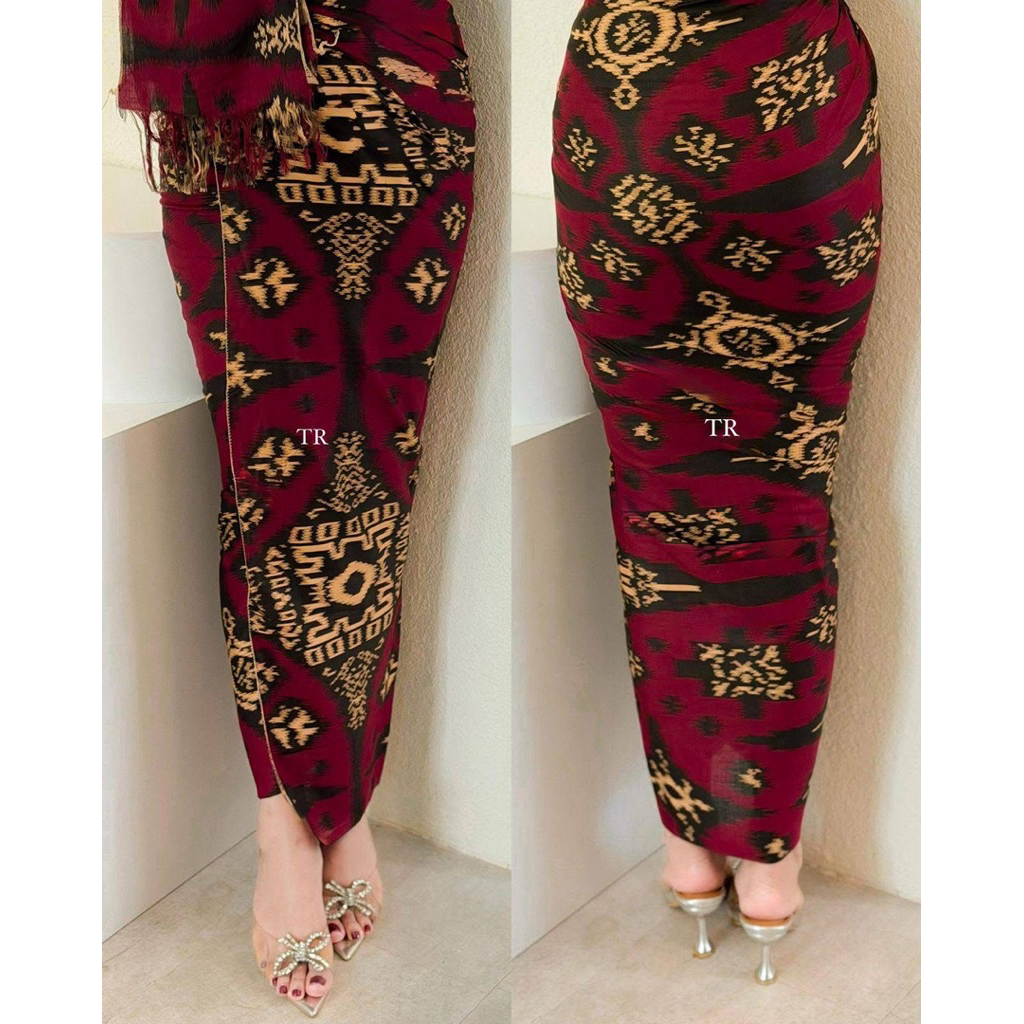 Kamen lembaran sutra paris set selendang bali motif gringsing tenganan bali