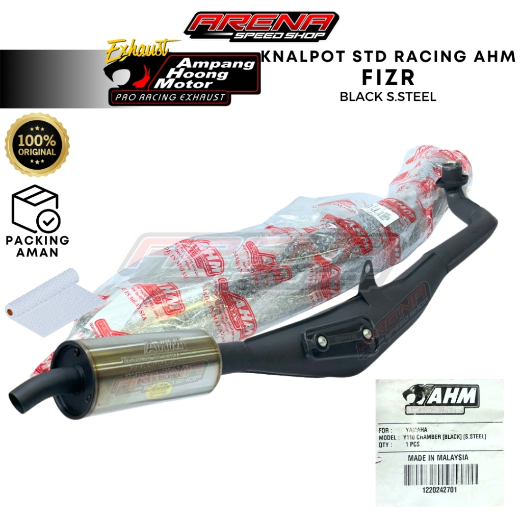 AHM Chamber Stroke Cutting Y110 BLACK Knalpot Standar Racing FIZR Force 1 ZR Original Malaysia