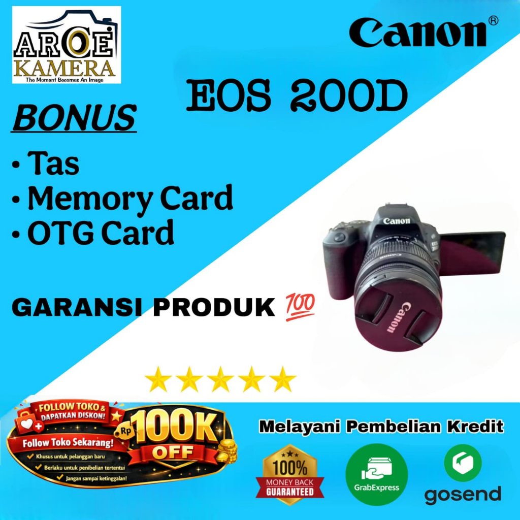 Kamera DSLR Canon Eos 200D ORIGINAL 100% BERGARANSI