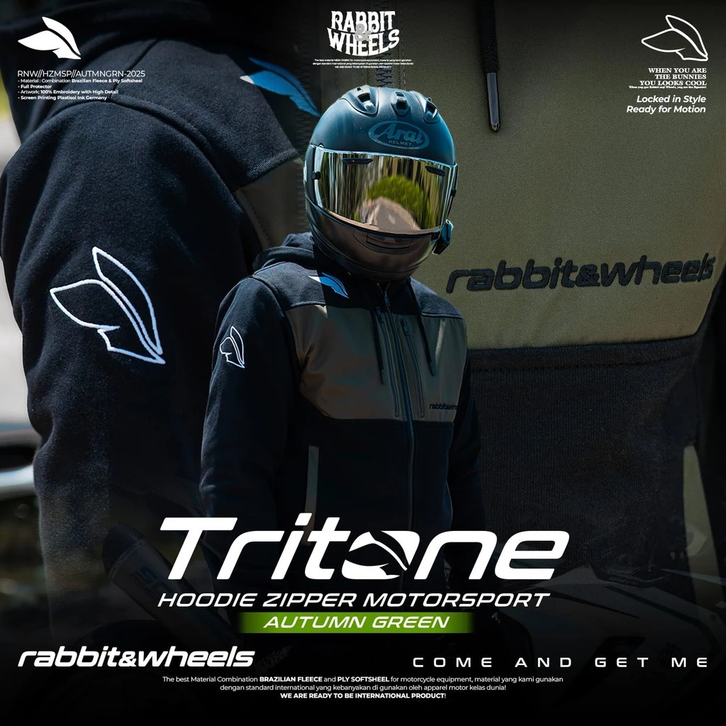 JAKET RABBIT AND WHEELS TRITONE | ZIPPER HOODIE TRITONE RABBIT AND WHEELS | 100% ORIGINAL PRODUCT