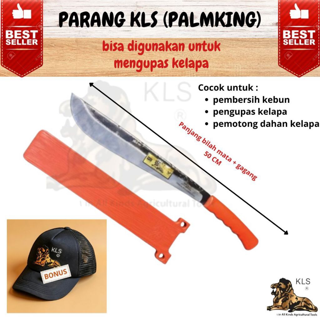 Pisau  parang alat pembersih Kebun Multifungsi PALMKING Original KLS , Langsung pakai