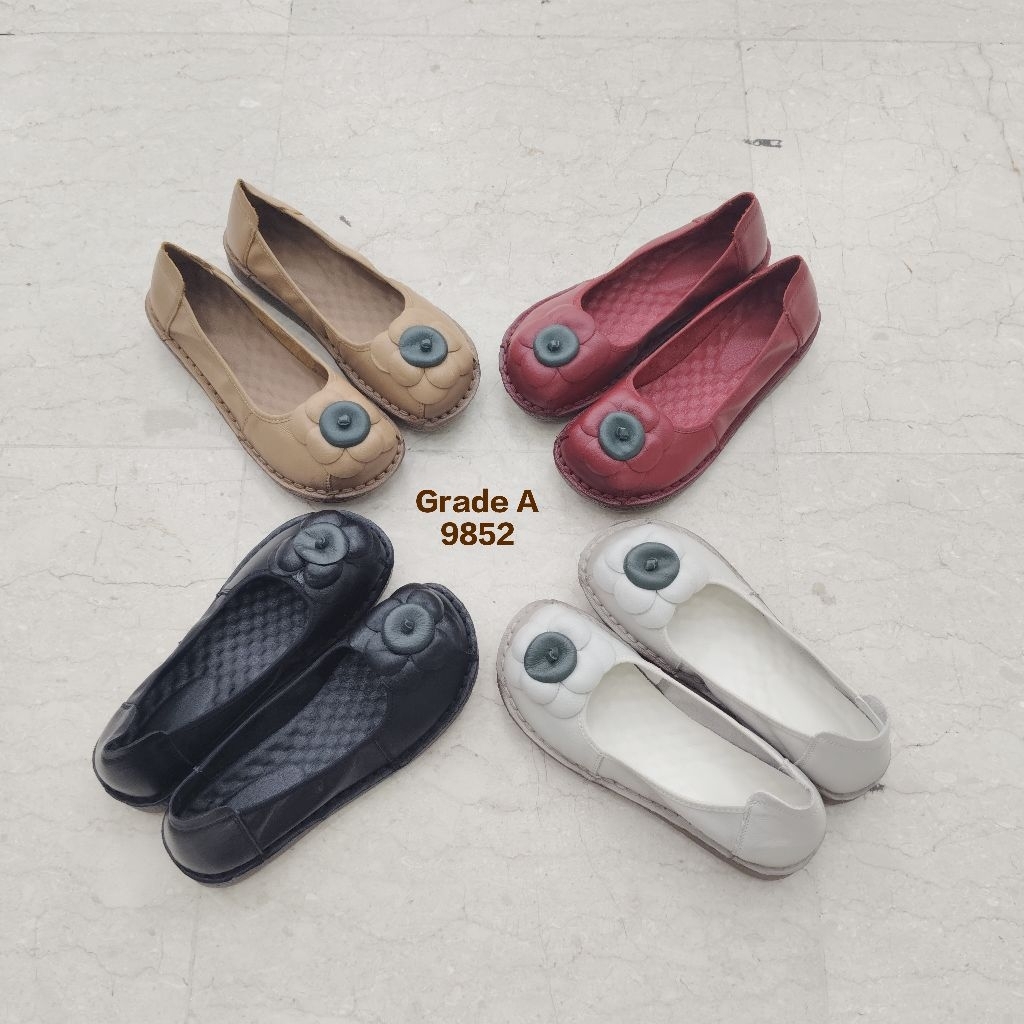 GRADE A | 9852 | SEPATU WANITA | KULIT SAPI | FLATSHOES | IMPORT