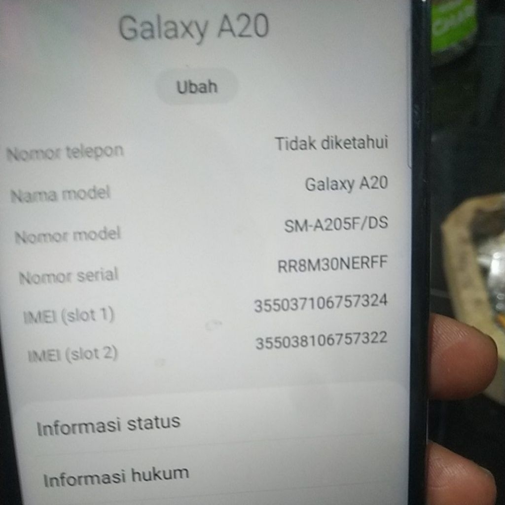 samsung A20 ram 3/32 second nurmal cek deskripsi