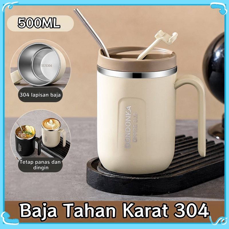 [500ml]304 Mug Kopi Tahan Tumpahan Baja Tahan KaratMug Cantik/mug cantik/gelas kopi tahan panas/mug 