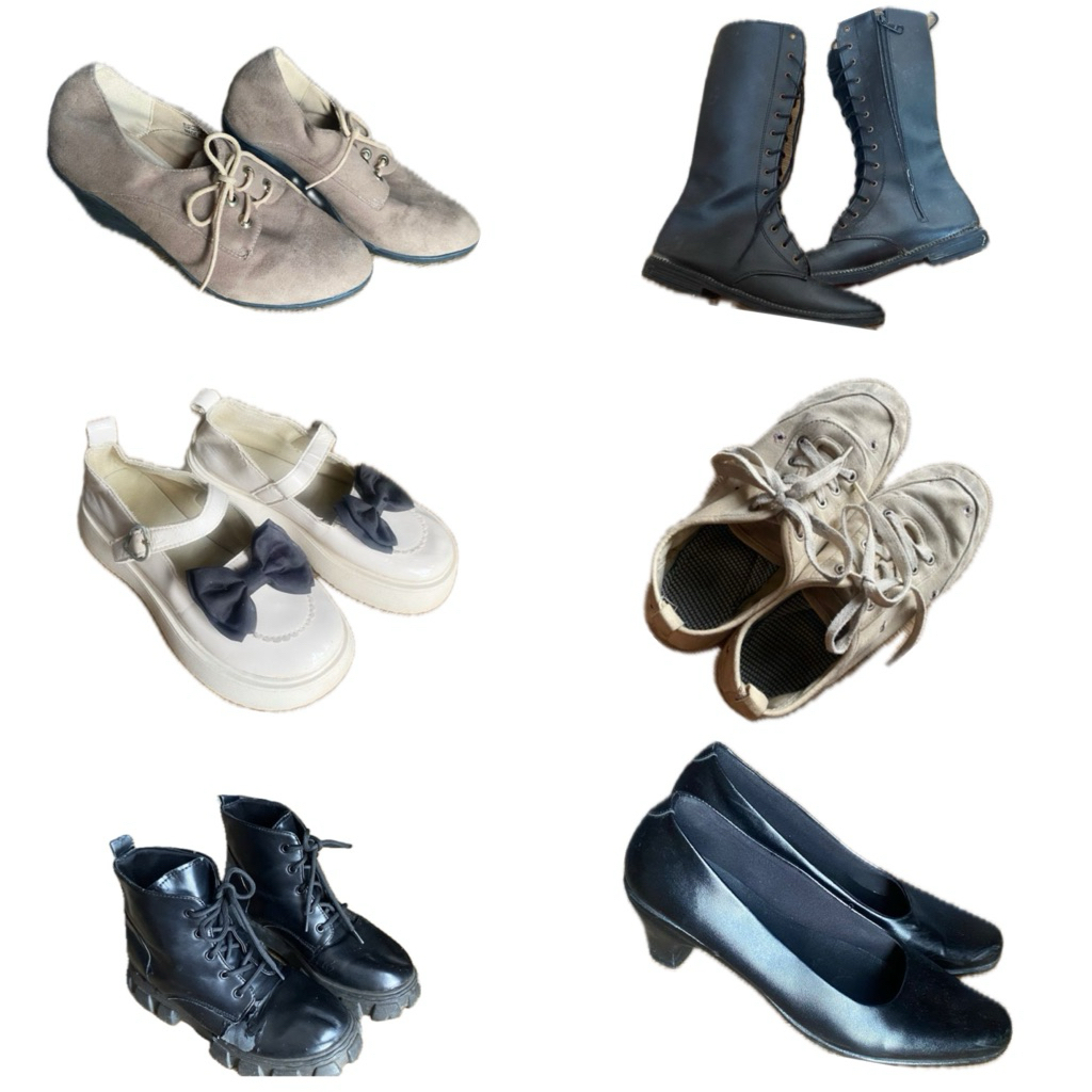 Preloved all shoes sepatu wanita (boots, heels, sport, sepatu, long boots)