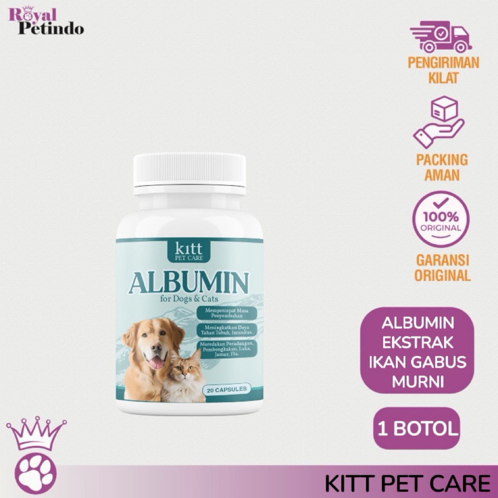 ( 1 BOTOL ) Kitt Pet Care Albumin for Cat & Dog Ekstrak Ikan Gabus Vitamin Imunitas / Mempercepat Pe