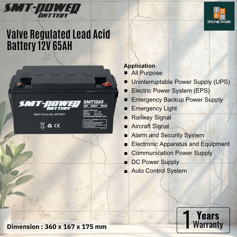 SMT Power Baterai VRLA SMT1265 12V 65AH