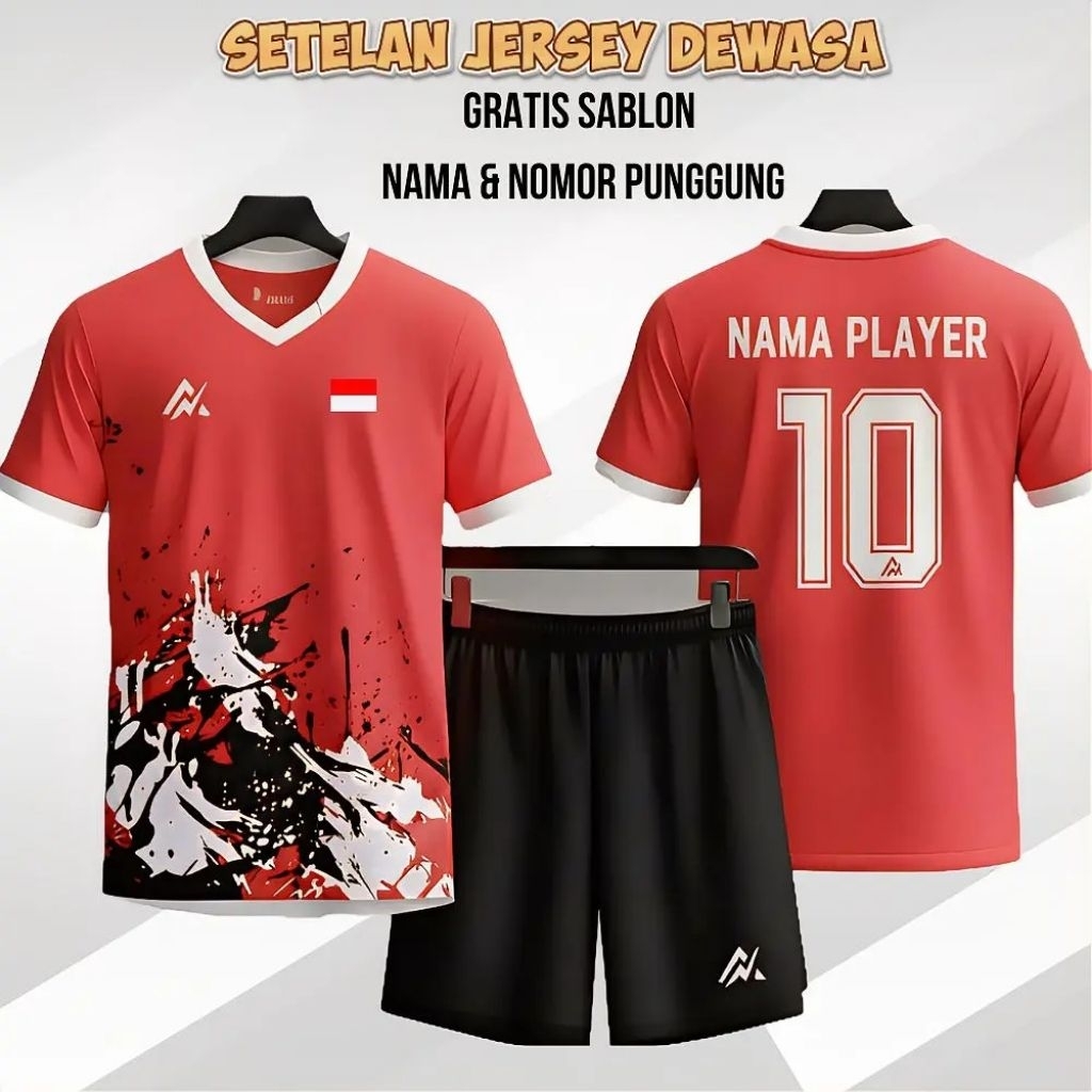 SETELAN JERSEY BOLA DAN FUTSAL CUSTOM NAMA DAN NOMOR PUNGGUNG JERSEY BOLA KAOS JERSEY BOLA UKURAN DE