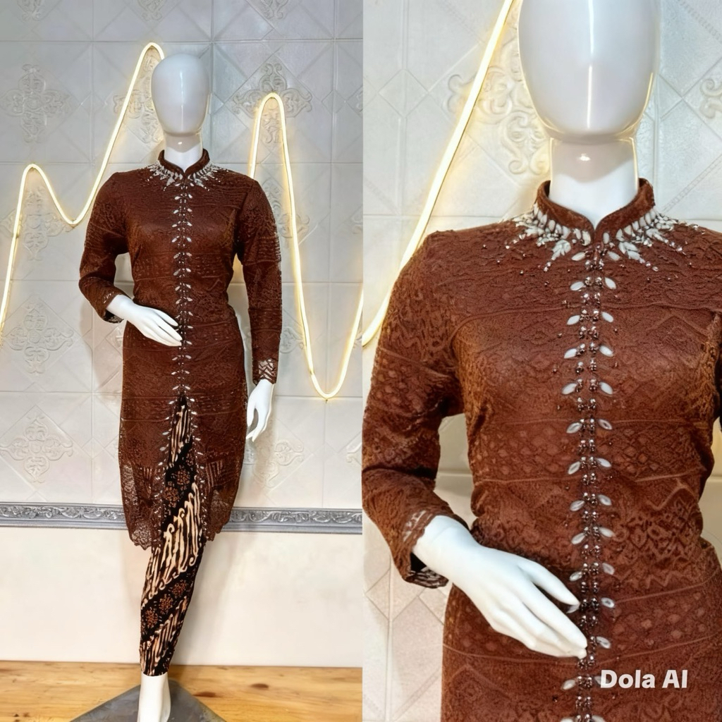 Set Kebaya Zig Zag Resleting Busui Modern Payet Jumbo LD-120cm