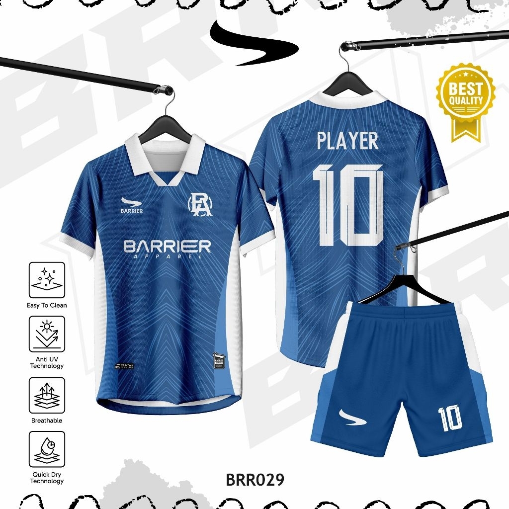 Jersey Custom Full Print Anti UV // Sepakbola // Futsal // Jersey Biru Putih