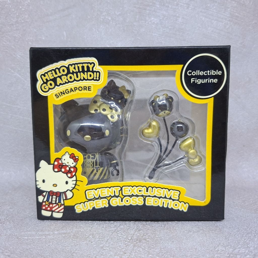 Hello Kitty Go Around Singapore SG50 Collectible Figurine BLACK GOLD SUPER GLOSS EDITION