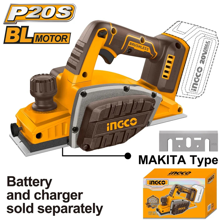 CRLI20401 CORDLESS MESIN SERUT KETAM PLANNER PLANER KAYU 3" UNIT INGCO
