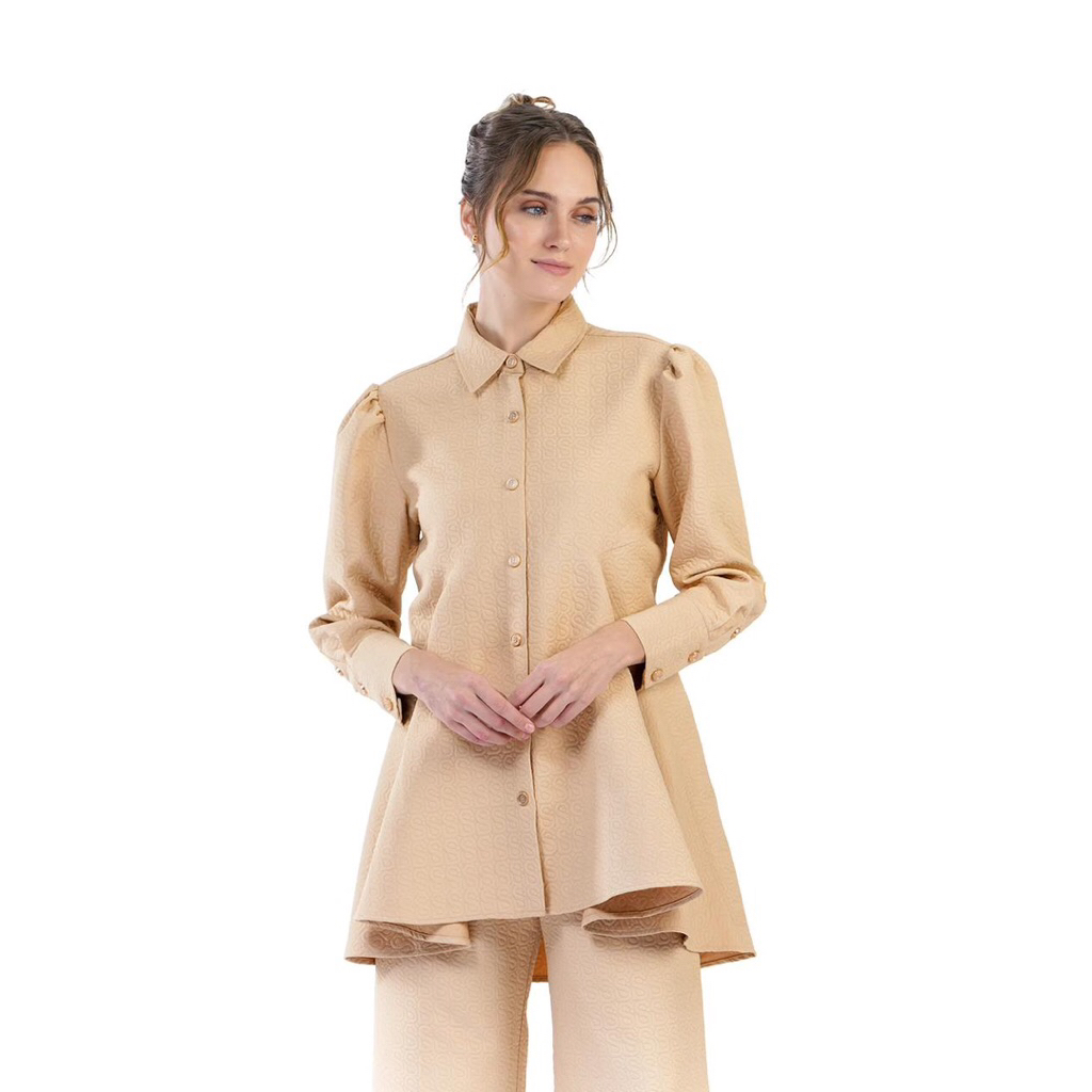 preloved luna shirt tan monogram buttonscarves xl