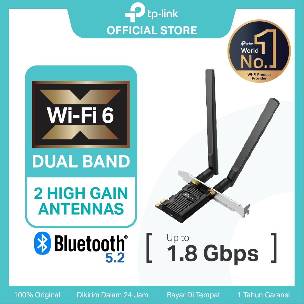 TP-Link Archer TX20E |  PCIe Adapter | AX1800 Wi-Fi 6 | Bluetooth 5.2 | PC | Dual-Band | High-Gain