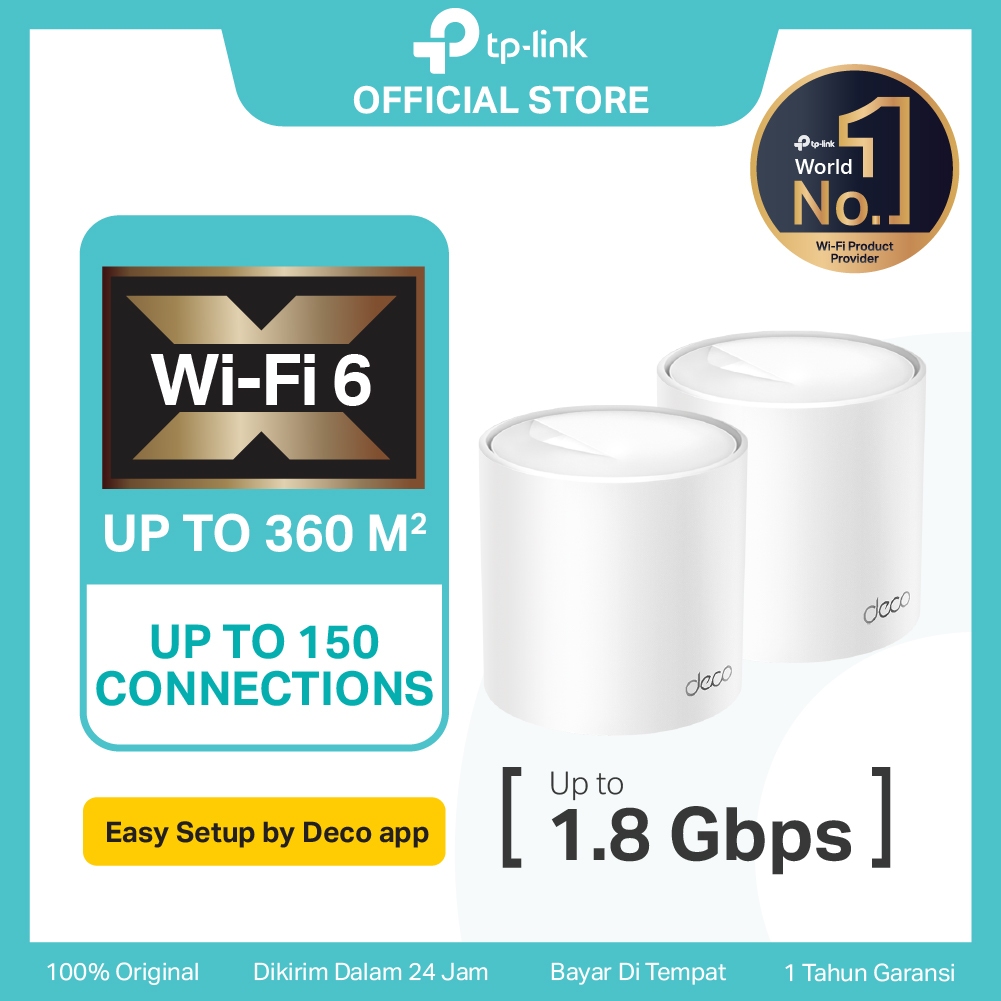 TP-Link Deco X20 | 2 Pack | AX1800 Mesh Wi-Fi 6 System | Dual Band | Gigabit | Wireless Router | AI