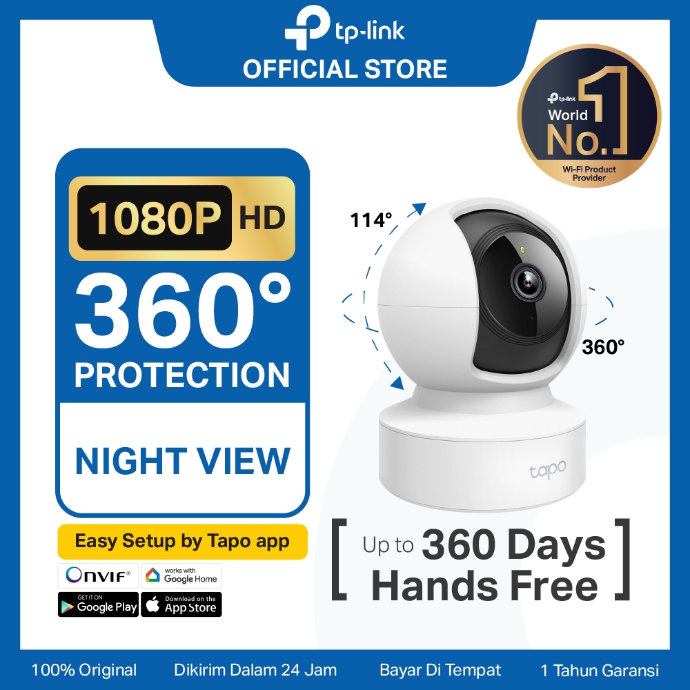TP-Link Tapo C202 | 1080P Kamera CCTV | PTZ IP WiFi Camera | 2MP HD | Indoor | Video |