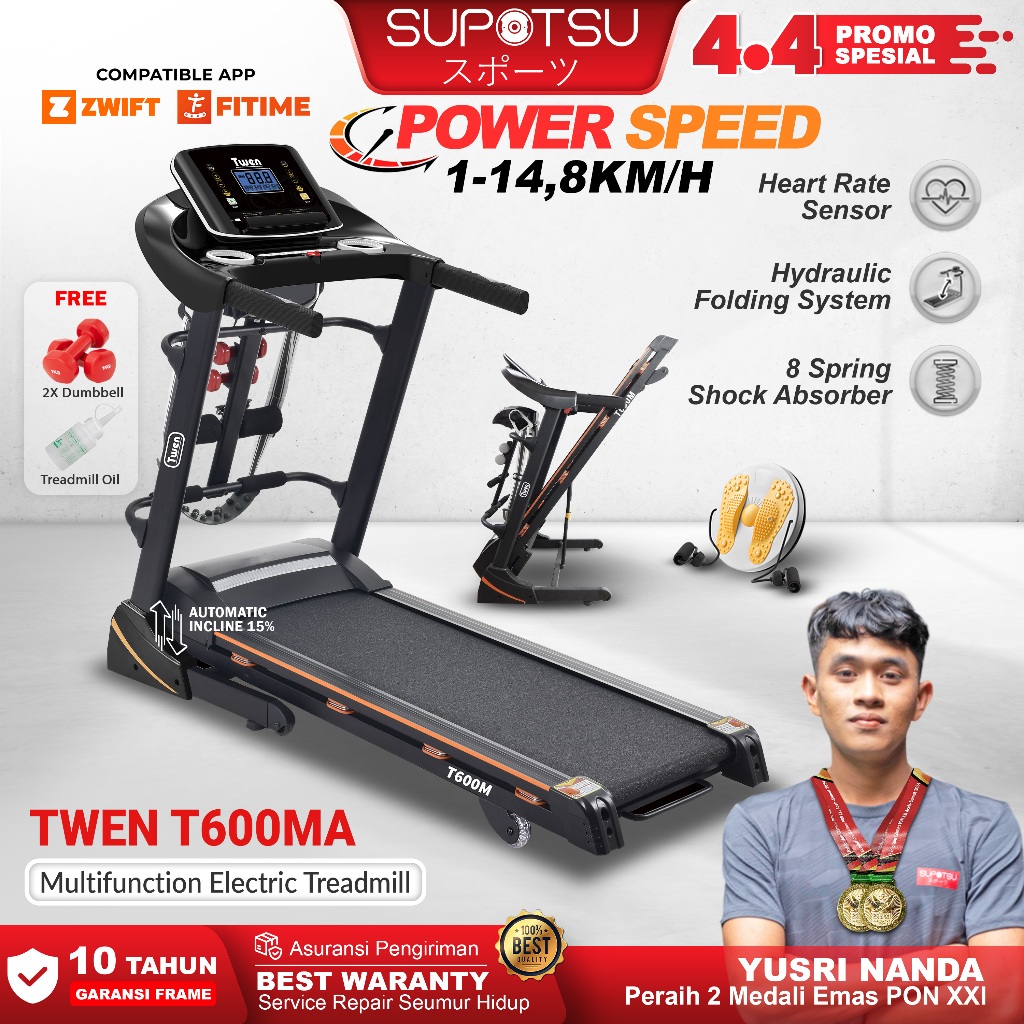 TWEN T600MA Treadmill Listrik Treadmill Portable Treadmill Multifungsi Treadmil Lipat Treadmill Elec