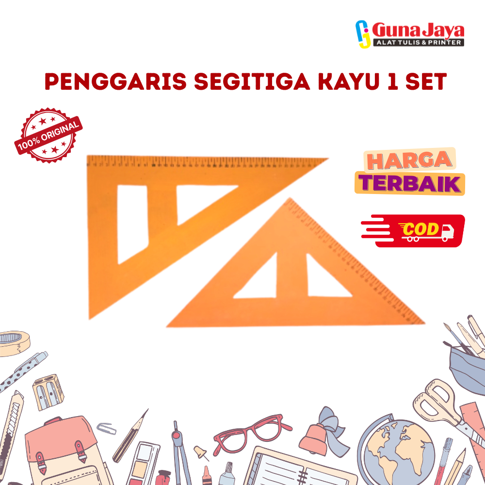 PENGGARIS SEGITIGA KAYU 1SET